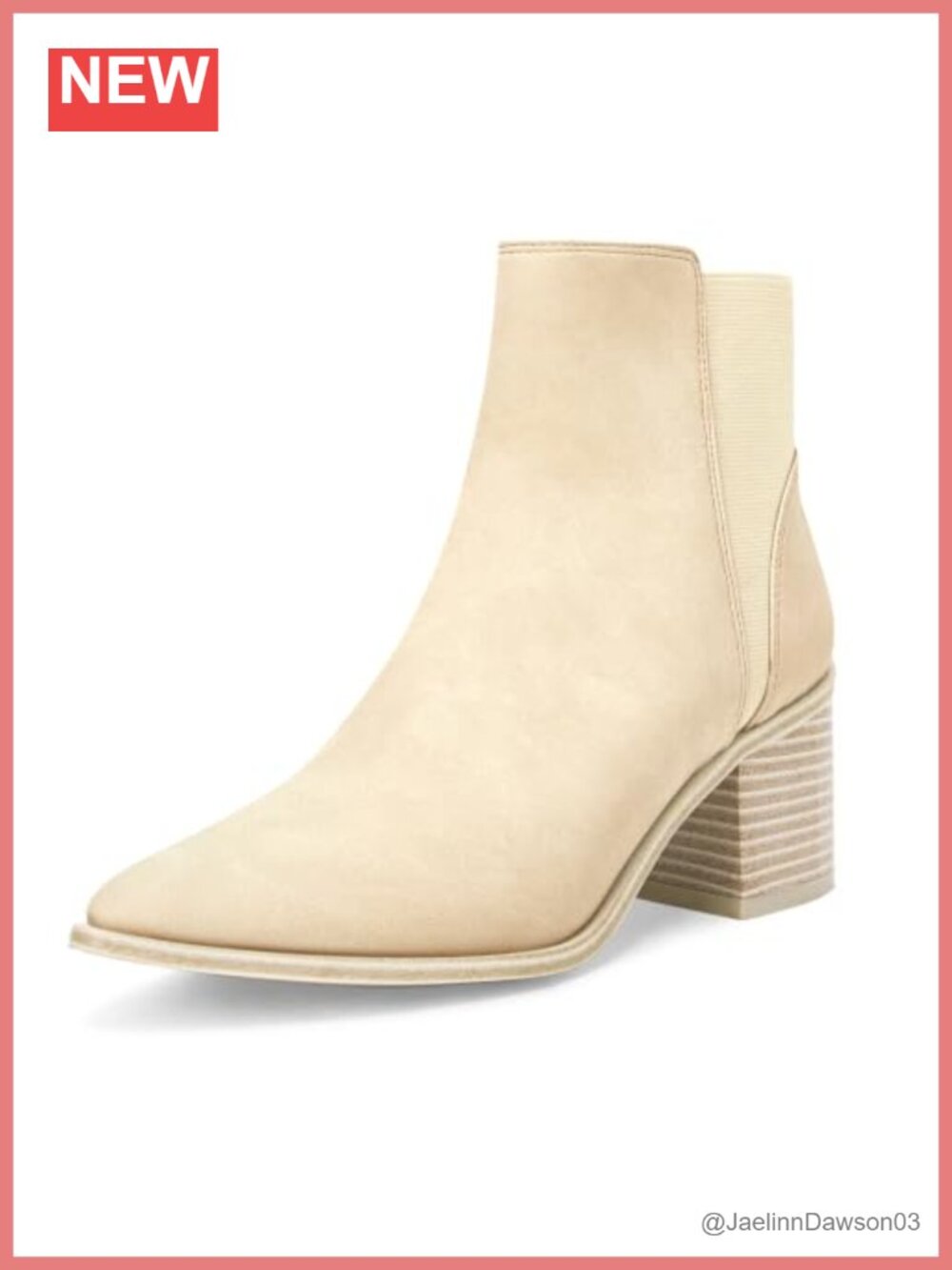 Womens Pointed Toe Ankle Boots Chunky Stacked Heel Slip On Chelsea Booties Faux